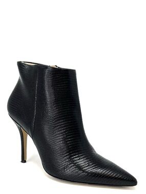 Hogl Heeled Booties Black US Size 9 Reptile Embossed Leather Ankle Boots Heels